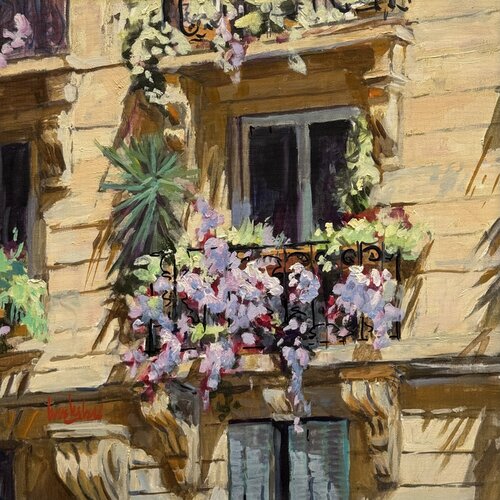Flowery Balcony - My Balcony von Angie Brooksby-Arcangioli, Malerei kaufen auf Singulart