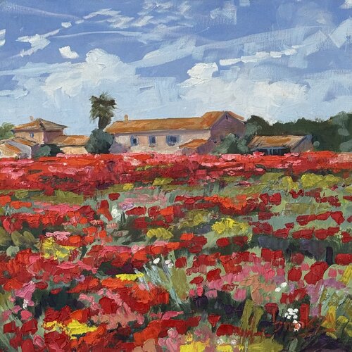 Poppy Fields Forever von Angie Brooksby-Arcangioli, Malerei kaufen auf Singulart