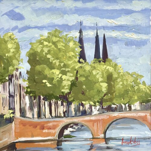 Amsterdam - Bridge of Love van Angie Brooksby-Arcangioli, Schilderij te koop op Singulart