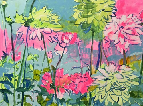 Peonie Party XXL par Angie Brooksby-Arcangioli, Peinture en vente sur Singulart