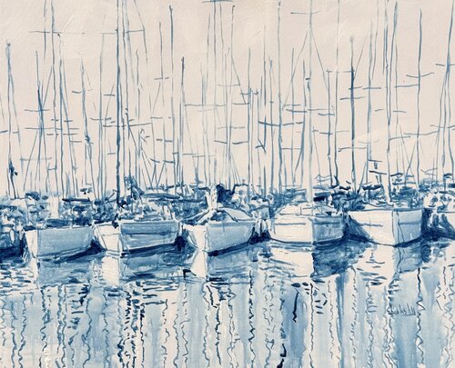 Blue Port XL by Angie Brooksby-Arcangioli, Painting for Sale on Singulart