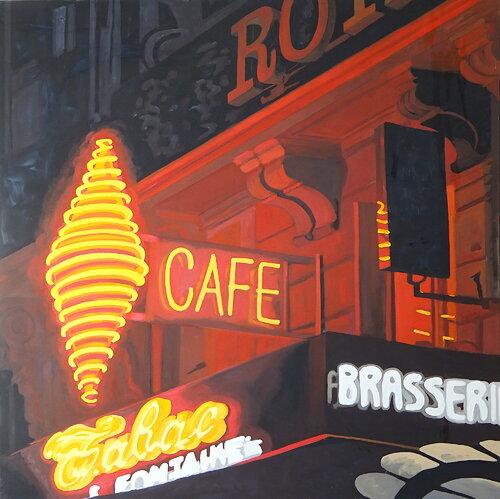 Tabac La Fontaine di Angie Brooksby-Arcangioli, Pittura in vendita su Singulart