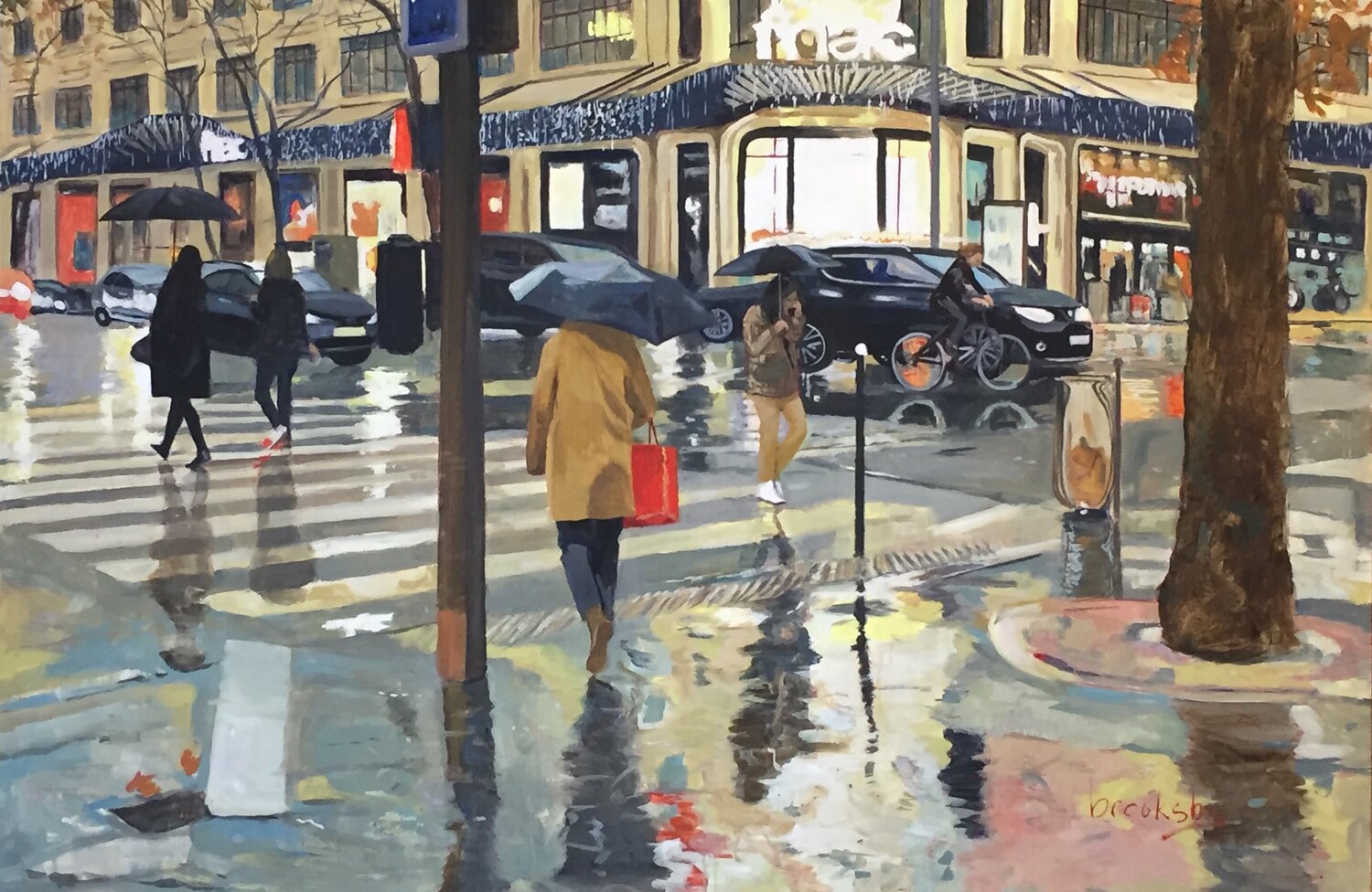Paris cityscape : Pluie Parisienne Angie Brooksby-Arcangioli Originalgemälde zu verkaufen
