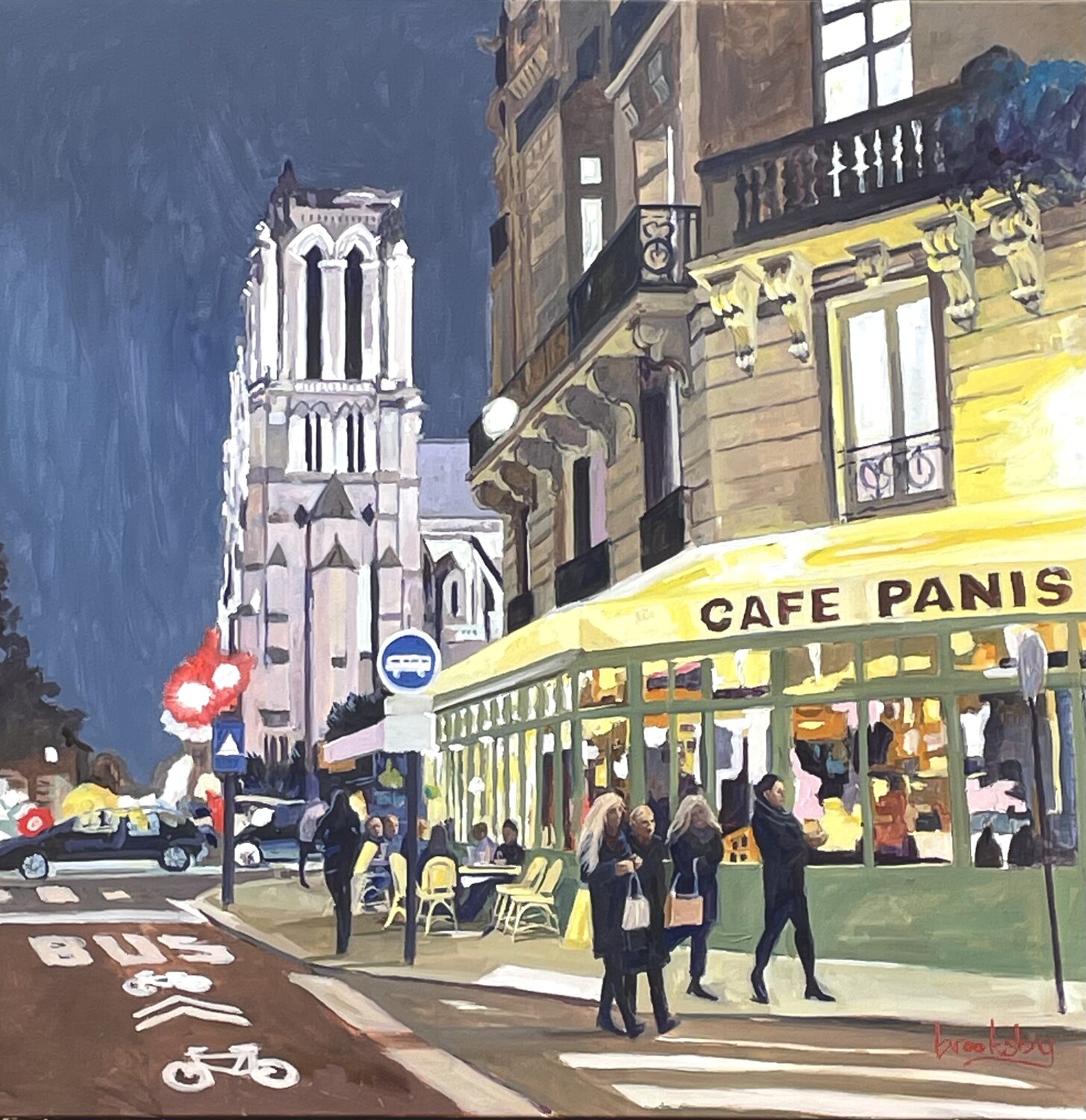 Paris Nocturne : Contemporary Paris Angie Brooksby-Arcangioli Originalgemälde zu verkaufen