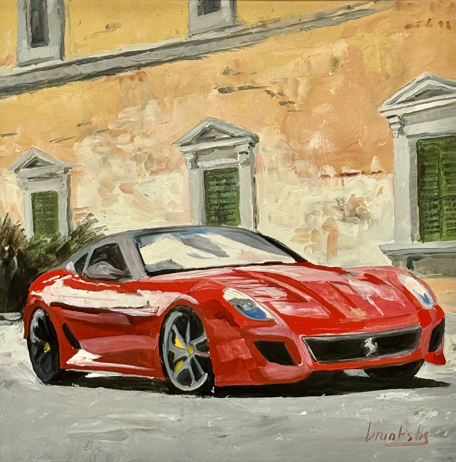Ferrari in Toscana Angie Brooksby-Arcangioli Dipinto originale in vendita