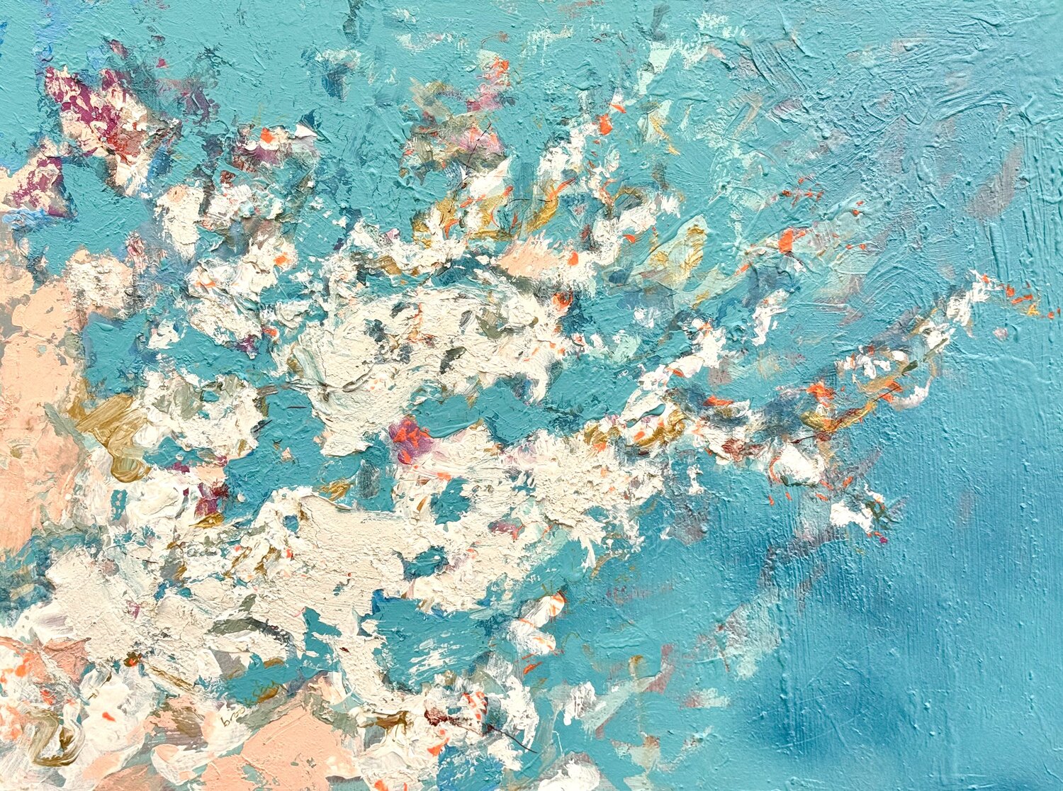 Cherry Blossoms - Contemporary Abstract landscape Angie Brooksby-Arcangioli Originalgemälde zu verkaufen
