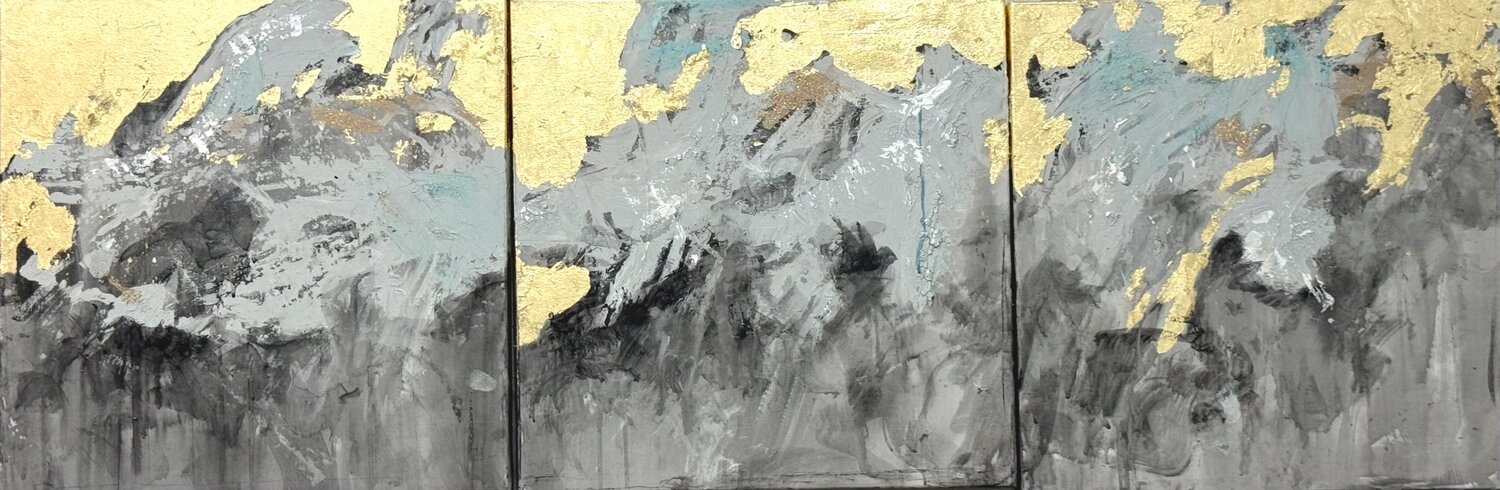 Jasmine Night - Gold leaf Abstract Angie Brooksby-Arcangioli