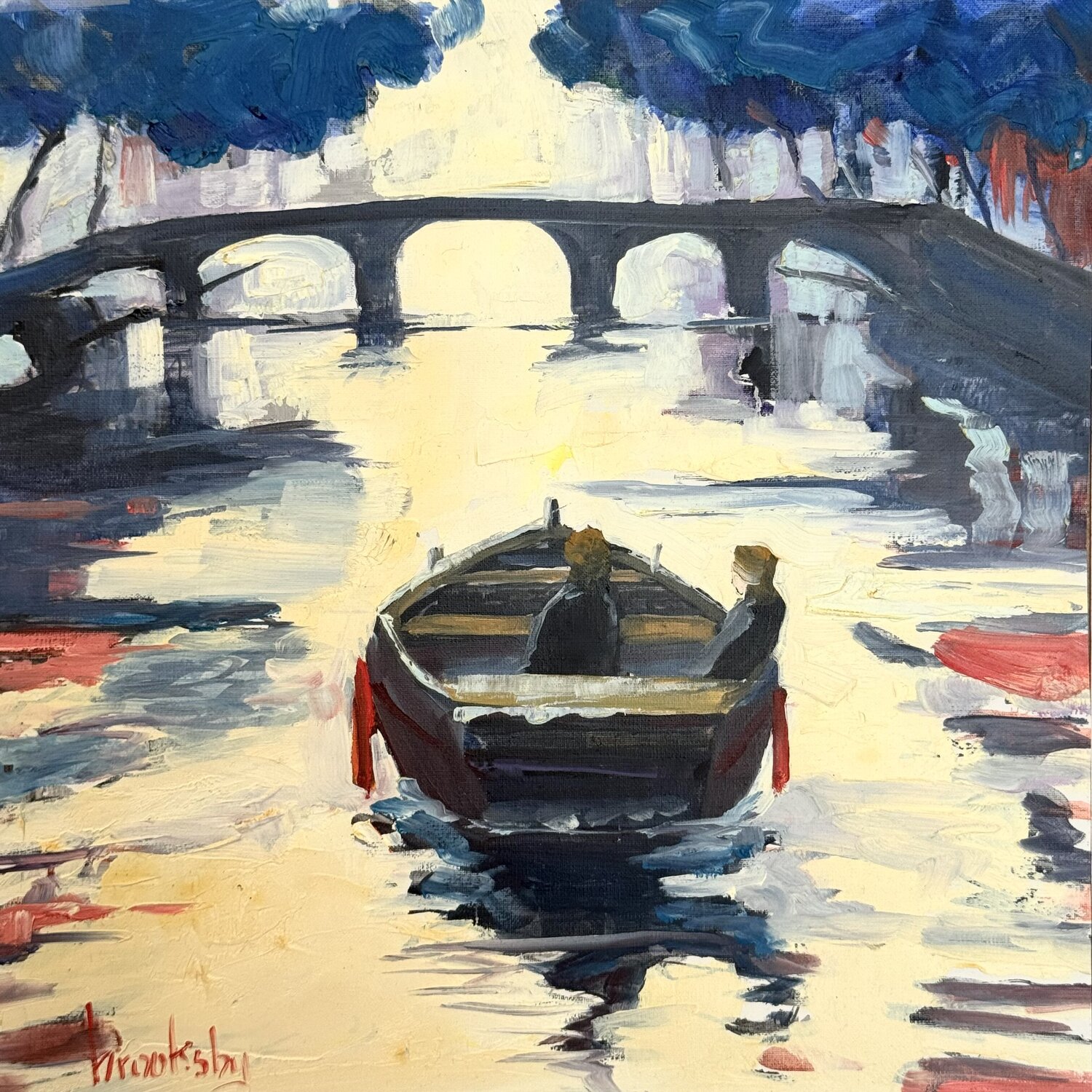 Amsterdam - Blue, white and Red Angie Brooksby-Arcangioli Originalgemälde zu verkaufen
