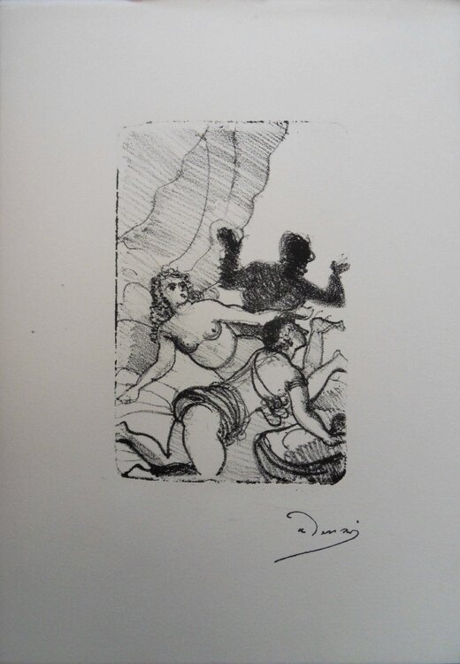 Orgie, Jeux érotiques, Lithographie originale signée André Derain