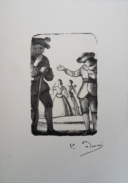 Arguments, Les négociateurs, Lithographie originale signée André Derain