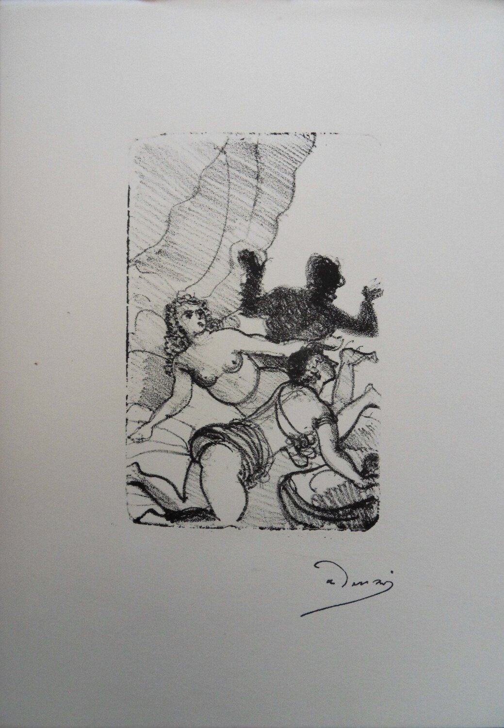 Orgie, Jeux érotiques, Lithographie originale signée André Derain Impresión en venta