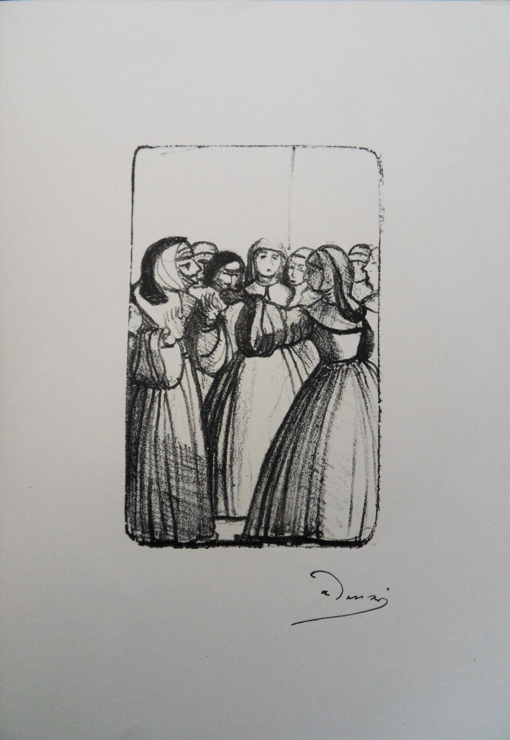 Au couvent, Conversation entre religieuses, Lithographie originale signée André Derain Druck zu verkaufen