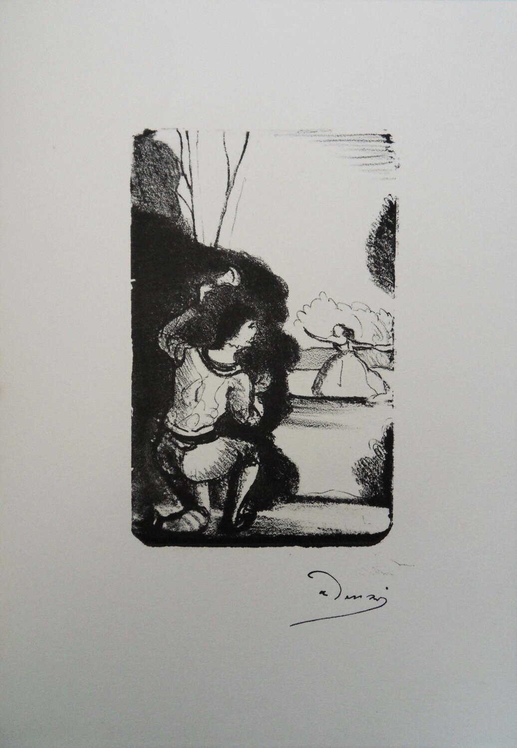 Cache cache dans un jardin, Lithographie originale signée André Derain Stampa in vendita