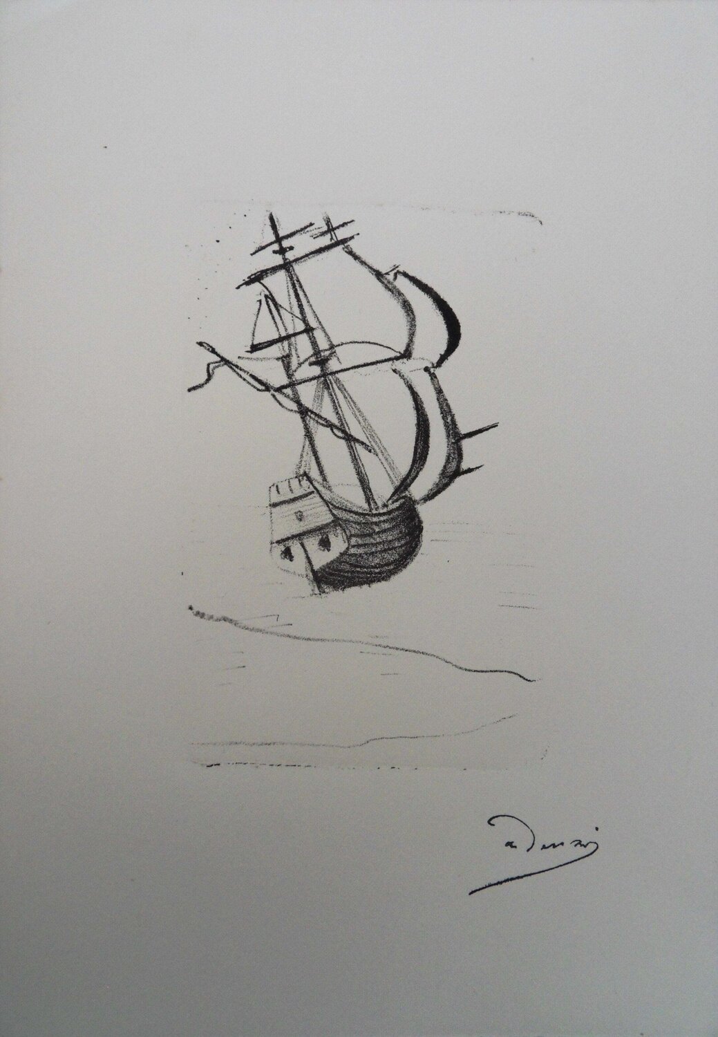 Bateau à voiles, La caravelle, Lithographie originale signée André Derain Print for sale