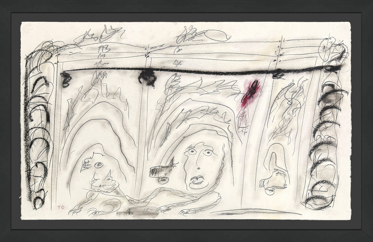 Deep Snow, Large Original Drawing on Paper, Signed, 34 x 49 in. Framed Thornton Dial Werk auf Papier zu verkaufen