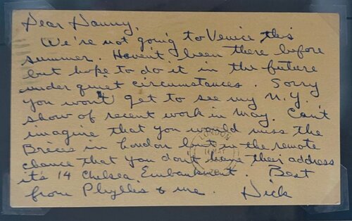 Richard Diebenkorn - Poindexter Gallery (Ocean Park) era Autographed Letter di Richard Diebenkorn, Opera su carta in vendita su Singulart