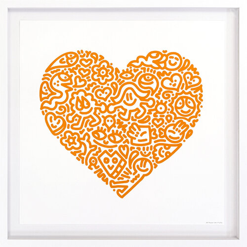 Pop Heart - Bird Joy (framed hand signed screen print) van Mr Doodle, Afdruk te koop op Singulart