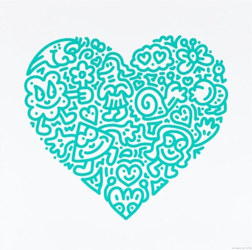 Mr Doodle Pop Heart - Bug Embrace (Turquoise) by Mr Doodle, Print for Sale on Singulart