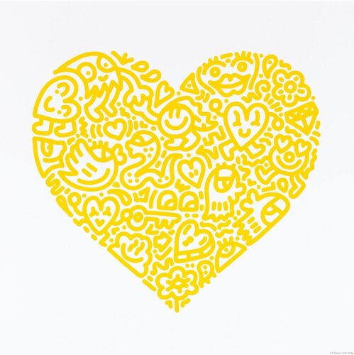 Mr Doodle Pop Heart - Unlocked Heart (Yellow) by Mr Doodle, 版画 for Sale on Singulart