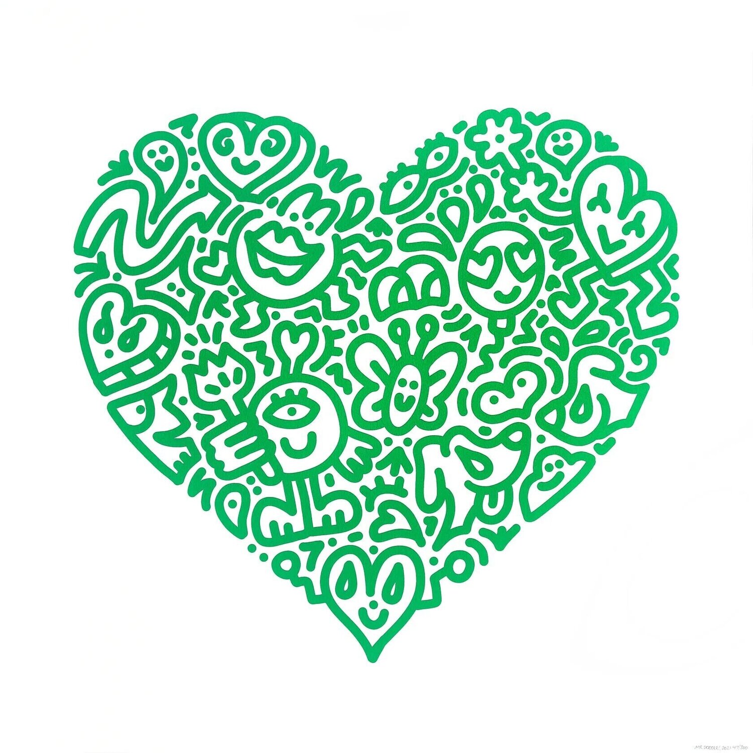 Pop Heart - Puppy Love / Green Mr Doodle Stampa in vendita
