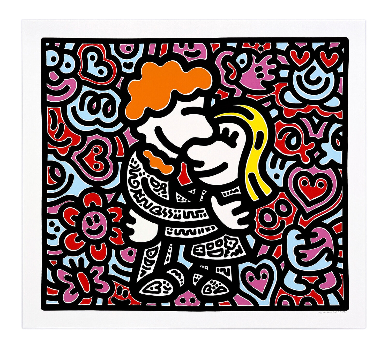 Doodle Hug (framed hand signed screen print) Mr Doodle Stampa in vendita