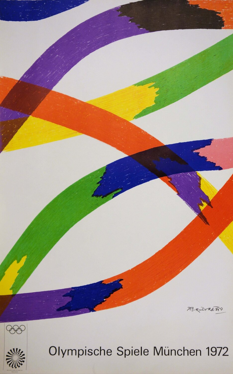 Rubans (Composition JO), Affiche en lithographie originale Piero Dorazio Impresión en venta
