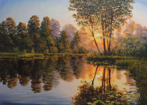 Flames in the Sky van Oleg Riabchuk, Schilderij te koop op Singulart