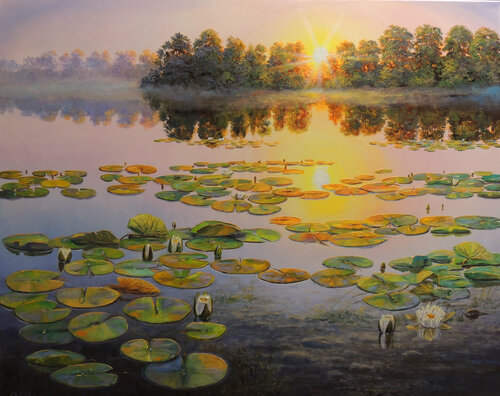 Misty Lake van Oleg Riabchuk, Schilderij te koop op Singulart