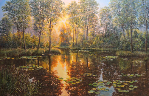 Secrets of a Summer Evening van Oleg Riabchuk, Schilderij te koop op Singulart