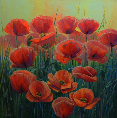 Sea of Poppies van Oleg Riabchuk, Schilderij te koop op Singulart