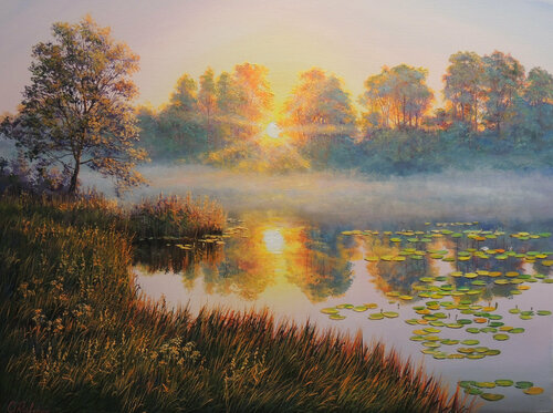 Watching the Sunset II van Oleg Riabchuk, Schilderij te koop op Singulart