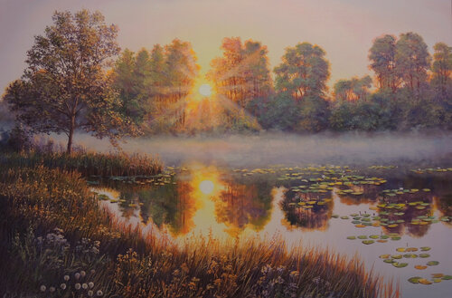 Watching a Sunset III van Oleg Riabchuk, Schilderij te koop op Singulart