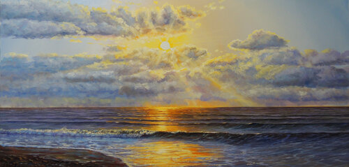 Sleepy Sun. Ocean by Oleg Riabchuk, Painting for Sale on Singulart