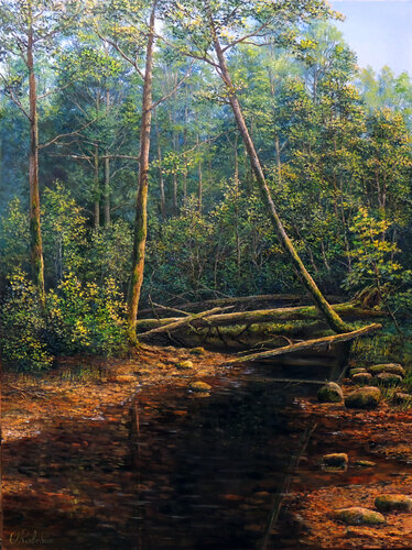Creek in the Woods van Oleg Riabchuk, Schilderij te koop op Singulart