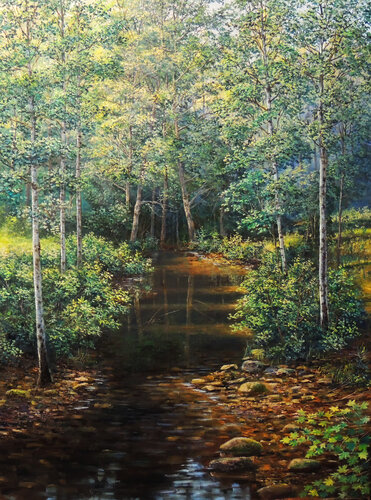 Born In The Woods van Oleg Riabchuk, Schilderij te koop op Singulart