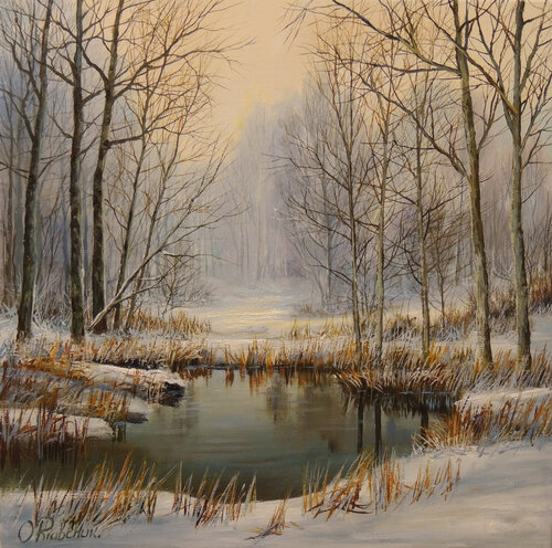 Silence of Winter van Oleg Riabchuk, Schilderij te koop op Singulart