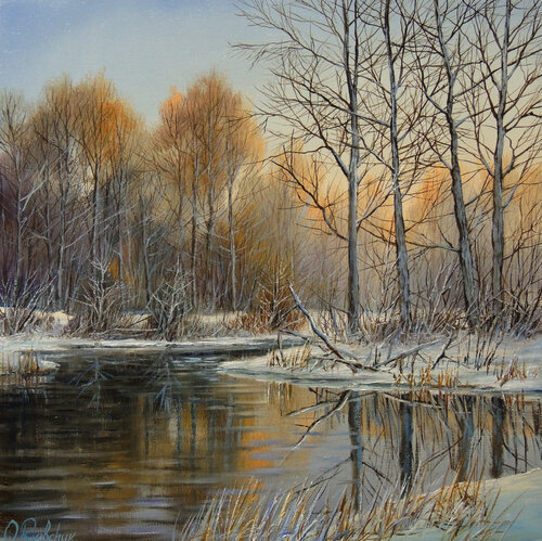 Embracing the Cold van Oleg Riabchuk, Schilderij te koop op Singulart