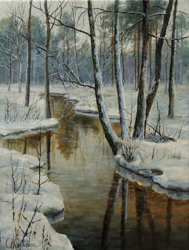 White Season van Oleg Riabchuk, Schilderij te koop op Singulart