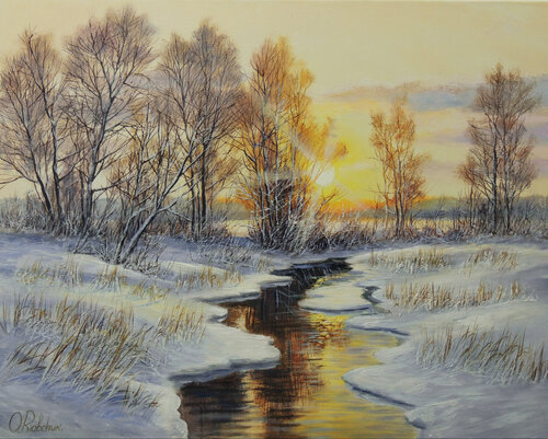 Breaking Through Ice van Oleg Riabchuk, Schilderij te koop op Singulart