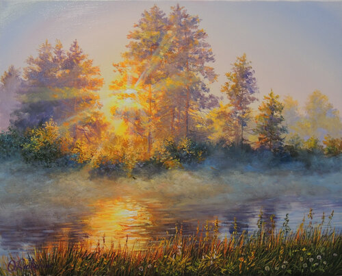 A Foggy Evening van Oleg Riabchuk, Schilderij te koop op Singulart