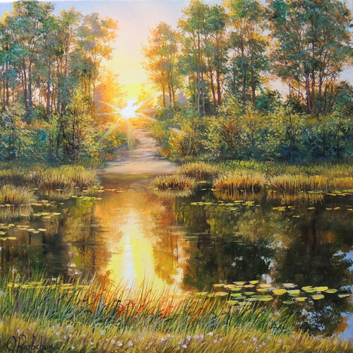 Warm Summer Evening van Oleg Riabchuk, Schilderij te koop op Singulart