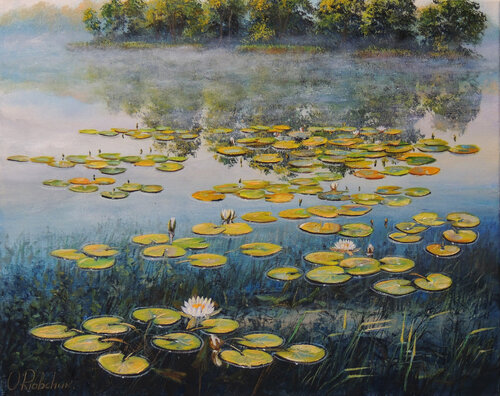 Mysteries of the Lake Flowers di Oleg Riabchuk, Pittura in vendita su Singulart