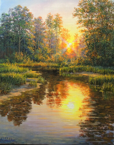 The Falling of Dusk van Oleg Riabchuk, Schilderij te koop op Singulart