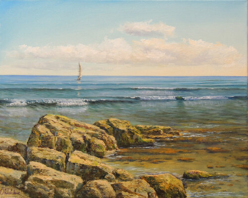 Stones by the Ocean van Oleg Riabchuk, Schilderij te koop op Singulart