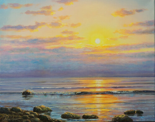 The Last Light Of Day di Oleg Riabchuk, Pittura in vendita su Singulart