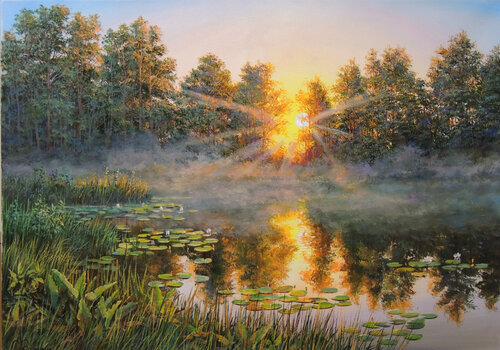 At the End of the Day van Oleg Riabchuk, Schilderij te koop op Singulart