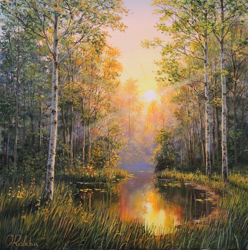 Forest Sunset by Oleg Riabchuk, Painting for Sale on Singulart