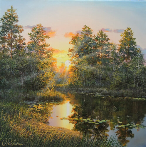 The Last Kiss of the Evening van Oleg Riabchuk, Schilderij te koop op Singulart