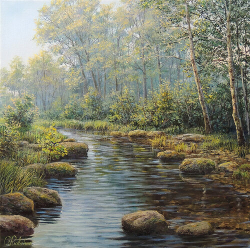 Peaceful Stones by Oleg Riabchuk, Painting for Sale on Singulart