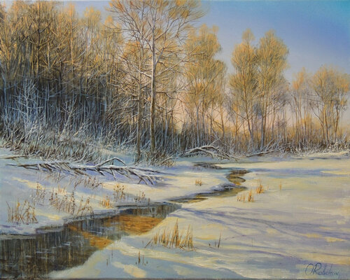Sunny Winter by Oleg Riabchuk, Painting for Sale on Singulart